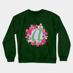 Monogram A, Personalized Floral Initial Crewneck Sweatshirt